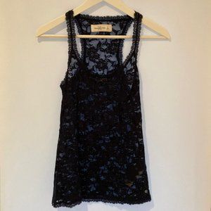 NWT Abercrombie & Fitch Mia Floral Lace Stretch Navy Tank Women's S